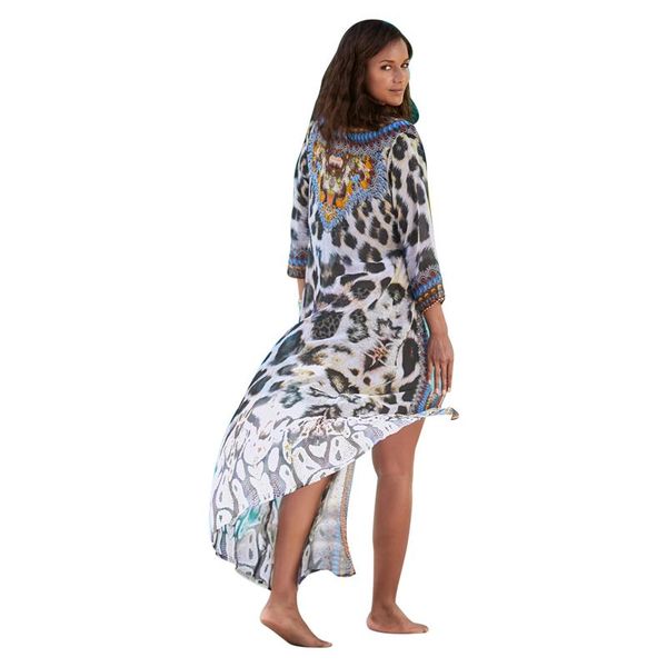 women's swimwear long bikini cover up dress bohemian leopard print open front flowy chiffon kimono cardigan swimsuit ladies dresses, White;black
women's swimwear long bikini cover up dress bohemian leopard print open front flowy chiffon kimono cardigan swimsuit ladies dresses, White;black