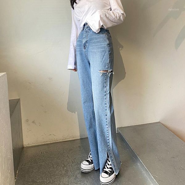 dunayskiy vintage hole bf high waist jeans women korean style streetwear loose female denim ladies wide leg pants 2021 women's, Blue
dunayskiy vintage hole bf high waist jeans women korean style streetwear loose female denim ladies wide leg pants 2021 women's, Blue