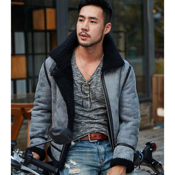 men's leather & faux mens jacket shearling fur coat genuine clothes men casual versatile, Black
men's leather & faux mens jacket shearling fur coat genuine clothes men casual versatile, Black