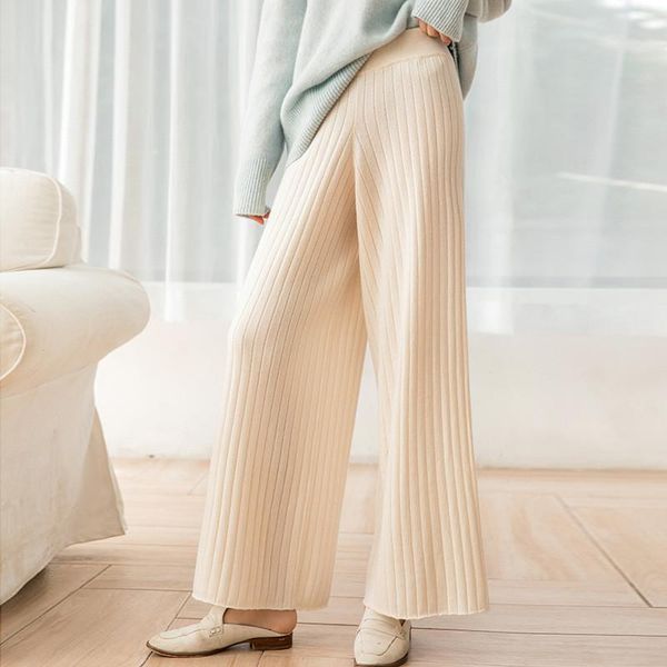 women's pants & capris 100%cashmere vertical striped knit women wide leg ankle length trousers eur size /l, Black;white
women's pants & capris 100%cashmere vertical striped knit women wide leg ankle length trousers eur size /l, Black;white