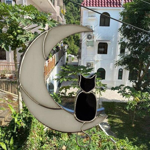 decorative objects & figurines stained glass cat on the moon window hanging suncatcher lover gift pet black home decor ser88
decorative objects & figurines stained glass cat on the moon window hanging suncatcher lover gift pet black home decor ser88