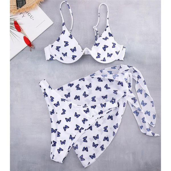women's swimwear butterfly v-bar underwire bikini female swimsuit women three-pieces set sarong bather bathing suit swim y3025, White;black
women's swimwear butterfly v-bar underwire bikini female swimsuit women three-pieces set sarong bather bathing suit swim y3025, White;black