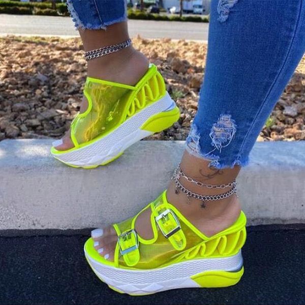sandals 2021 summer fashion pvc wedge slippers female transparent belt buckle super high heel platform women big size 35-43, Black
sandals 2021 summer fashion pvc wedge slippers female transparent belt buckle super high heel platform women big size 35-43, Black