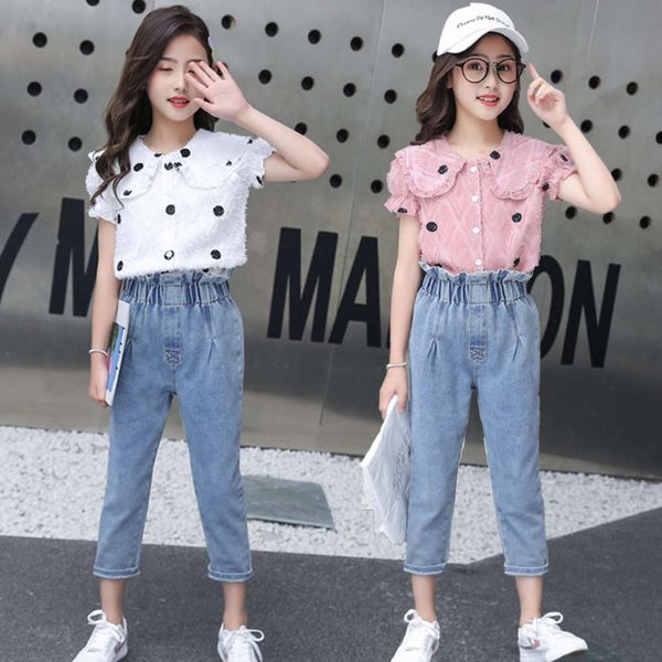foreign 2021 new girls' dress style net red middle school children's summer denim short sleeve fashionable two piece set korean, White
foreign 2021 new girls' dress style net red middle school children's summer denim short sleeve fashionable two piece set korean, White