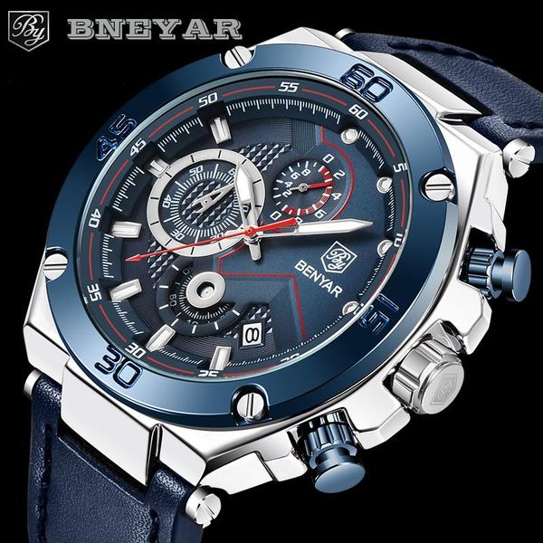 wristwatches benyar casual men's chronograph waterproof men quartz 45mm large dial leather military watch reloj hombre, Slivery;brown
wristwatches benyar casual men's chronograph waterproof men quartz 45mm large dial leather military watch reloj hombre, Slivery;brown