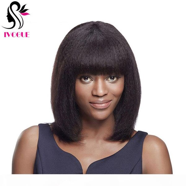 yaki kinky straight short bob full lace human hair wigs with bangs brazilian virgin hair front lace wigs bob cut wig, Black;brown
yaki kinky straight short bob full lace human hair wigs with bangs brazilian virgin hair front lace wigs bob cut wig, Black;brown