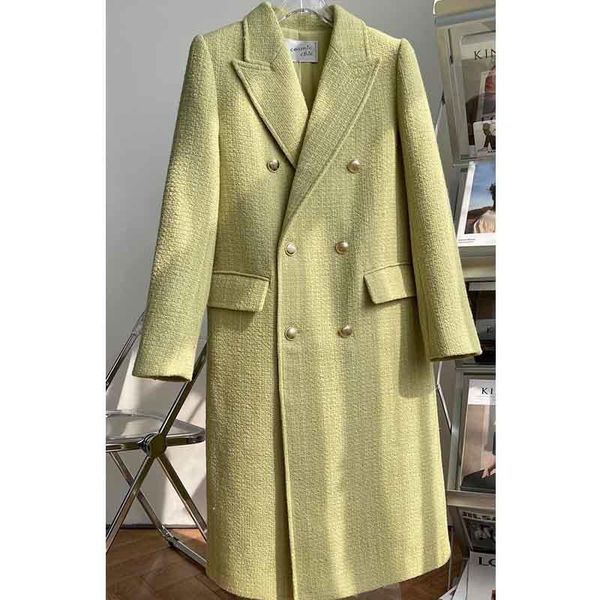 long coat women runway design women's light green tweed long coat turn down collar double-breasted elegant outwear, Black
long coat women runway design women's light green tweed long coat turn down collar double-breasted elegant outwear, Black