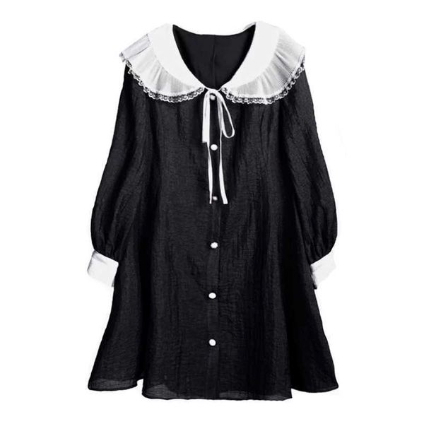 perhaps u women black peter pan collar bow button long sleeve a-line mini dress oversize spring d2435 210529, Black;gray
perhaps u women black peter pan collar bow button long sleeve a-line mini dress oversize spring d2435 210529, Black;gray
