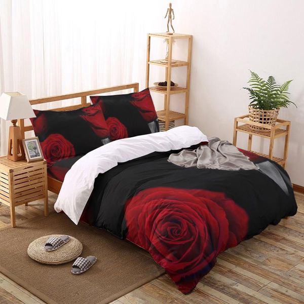 red rose flower black print comforter bedding set duvet cover set king bed home housse de couette gift
red rose flower black print comforter bedding set duvet cover set king bed home housse de couette gift