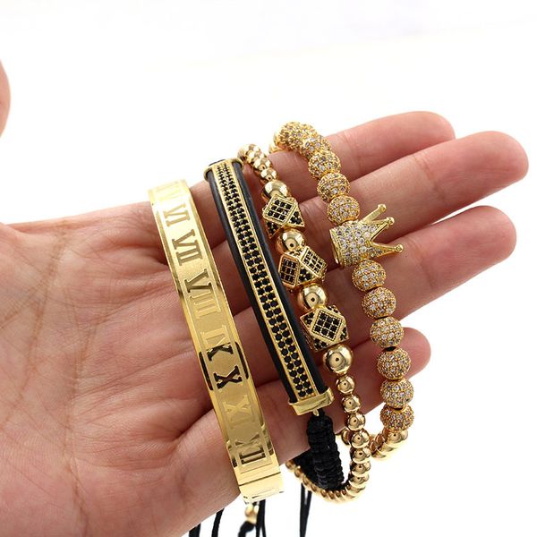 4pcs/set roman number stainless steel bracelet women men couple bangle gold crown bracelets fashion jewelry, Golden;silver
4pcs/set roman number stainless steel bracelet women men couple bangle gold crown bracelets fashion jewelry, Golden;silver