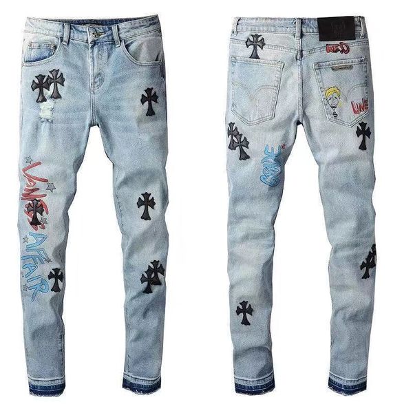 jeans fashion brand ch cross men's spring and autumn ny slim elastic leg pants, Blue
jeans fashion brand ch cross men's spring and autumn ny slim elastic leg pants, Blue
