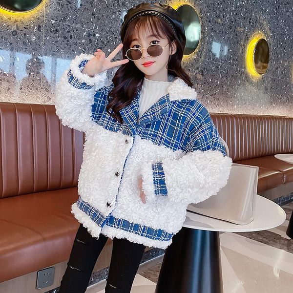 down coat fall/winter thick warm girls heavy kids plaid stitching furry short teenage child lapel outerwear 10 11 12 13 14y, Blue;gray
down coat fall/winter thick warm girls heavy kids plaid stitching furry short teenage child lapel outerwear 10 11 12 13 14y, Blue;gray