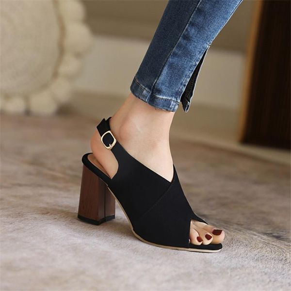 large size 45 women sandals thick heel summer shoes open toe suede leather women sandals high heel shoes, Black
large size 45 women sandals thick heel summer shoes open toe suede leather women sandals high heel shoes, Black