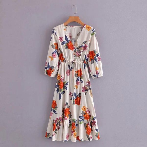 casual dresses women floral print v neck waist drawstring poplin midi dress female three quarter sleeve clothes lady loose vestido d7529, Black;gray
casual dresses women floral print v neck waist drawstring poplin midi dress female three quarter sleeve clothes lady loose vestido d7529, Black;gray