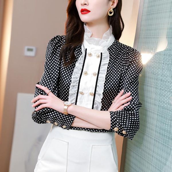 women's blouses & shirts women blusas mujer 2021 spring plus size yarn patchwork ol elegant casual vintage harajuku dot tees 9233, White
women's blouses & shirts women blusas mujer 2021 spring plus size yarn patchwork ol elegant casual vintage harajuku dot tees 9233, White