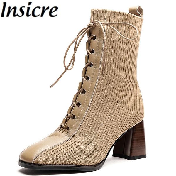 boots insicre women ankle elasticity knitting square toe pacthwork cross tied lace up 2021 winter thick high heel shoes beige, Black
boots insicre women ankle elasticity knitting square toe pacthwork cross tied lace up 2021 winter thick high heel shoes beige, Black