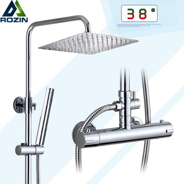 chrome thermostatic bathroom shower faucet set dual handle rainfall 8" stainless steel shower head in wall mixers
chrome thermostatic bathroom shower faucet set dual handle rainfall 8" stainless steel shower head in wall mixers