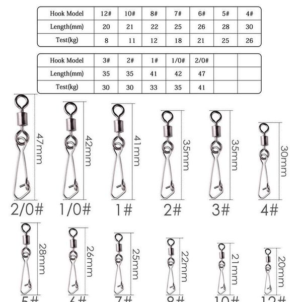 50pc/ box ball bearing fishing swivels lure hooks fishing tackle snap connector fishing bait holder with hooked snap jlldnt
50pc/ box ball bearing fishing swivels lure hooks fishing tackle snap connector fishing bait holder with hooked snap jlldnt