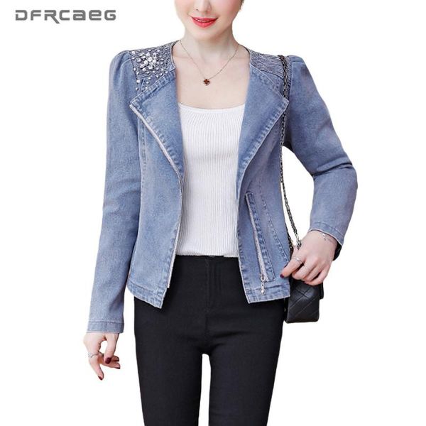 women's jackets blue vintage slim woman denim jacket with hand beading spring 2021 long sleeve streetwear jeans coat zipper outwear, Black;brown
women's jackets blue vintage slim woman denim jacket with hand beading spring 2021 long sleeve streetwear jeans coat zipper outwear, Black;brown