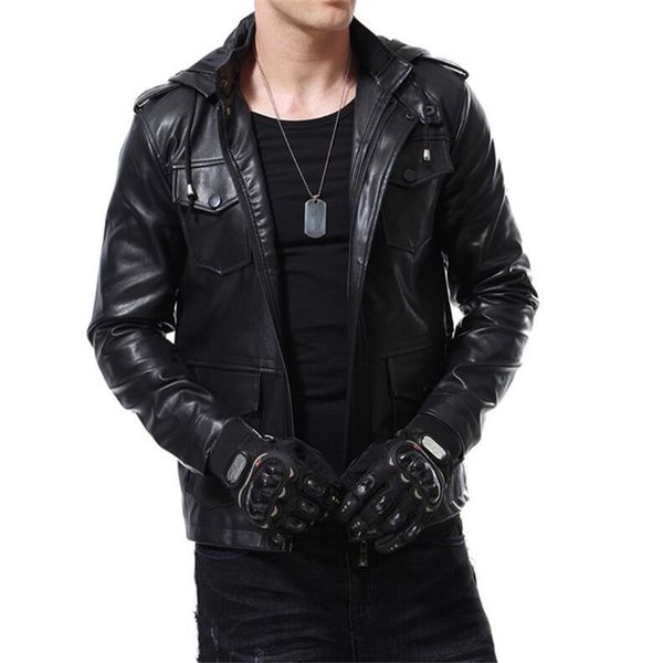 2021 new spring autumn high-end motorcycle hooded men's leather european and american jacket hdy0, Black
2021 new spring autumn high-end motorcycle hooded men's leather european and american jacket hdy0, Black