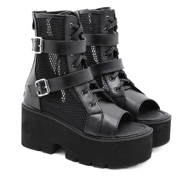 sandals woman platform hollow out summer boots women vintage chunky open toe black mesh punk shoes
sandals woman platform hollow out summer boots women vintage chunky open toe black mesh punk shoes
