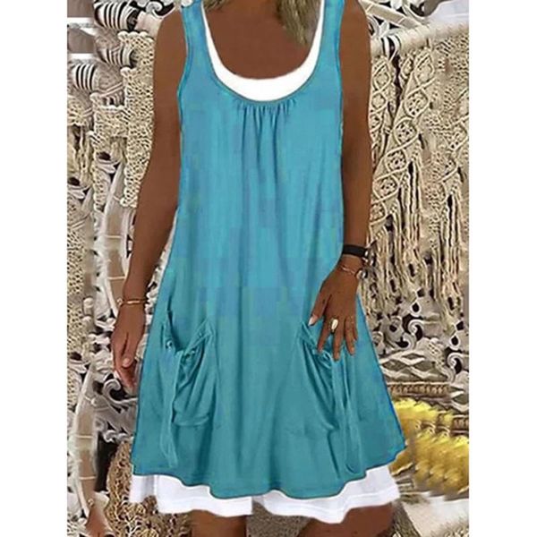 casual dresses vintage solid color dress women summer sleeveless fake two-piece patchwork tank 2021 o-neck pocket vestidos, Black;gray
casual dresses vintage solid color dress women summer sleeveless fake two-piece patchwork tank 2021 o-neck pocket vestidos, Black;gray