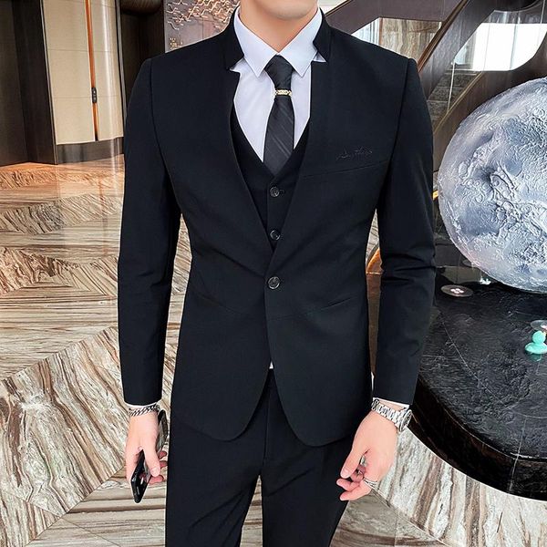 men's suits & blazers business casual high end chinese stand collar jacket trousers / slim fashion solid color suit vest pants 3 pcs se, White;black
men's suits & blazers business casual high end chinese stand collar jacket trousers / slim fashion solid color suit vest pants 3 pcs se, White;black