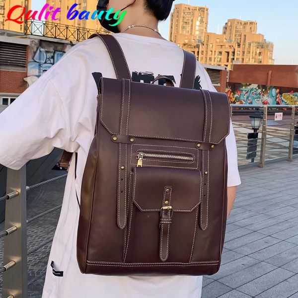 backpack 2021 women's retro pu leather couple schoolbag backpacks for school teenagers girls travel bookbag mochila
backpack 2021 women's retro pu leather couple schoolbag backpacks for school teenagers girls travel bookbag mochila