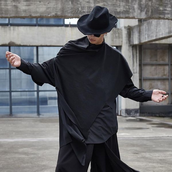 men's vests men loose turtleneck sleeveless vest shawl cape male streetwear hip hop punk gothic irregular pullover jacket stage clothin, Black;white
men's vests men loose turtleneck sleeveless vest shawl cape male streetwear hip hop punk gothic irregular pullover jacket stage clothin, Black;white