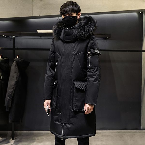 winter hooded new fur collar long white duck down jacket male loose thick casual warm zipper lovers' clothes 70l7, Black
winter hooded new fur collar long white duck down jacket male loose thick casual warm zipper lovers' clothes 70l7, Black
