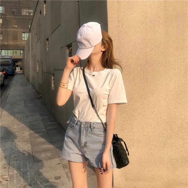 women's t-shirt 2021summer women cotton o-neck short sleeve female tee slim casual solid lady tshirt, White
women's t-shirt 2021summer women cotton o-neck short sleeve female tee slim casual solid lady tshirt, White