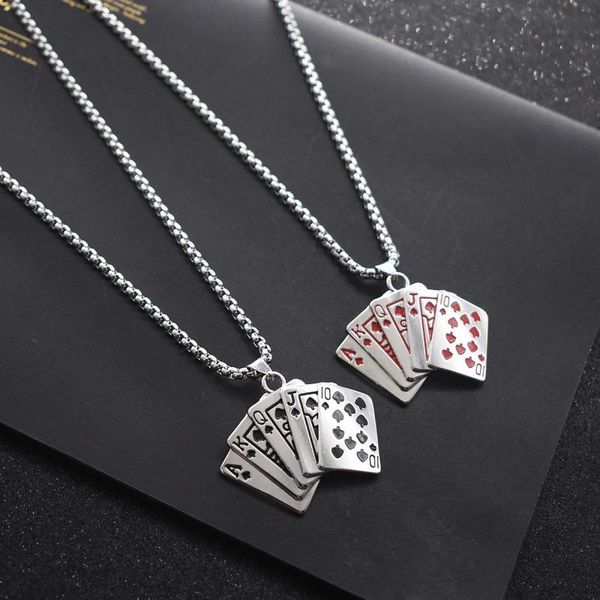 pendant necklaces 2021 couple necklace red and black poker metal texture men's stainless steel does not fade, Silver
pendant necklaces 2021 couple necklace red and black poker metal texture men's stainless steel does not fade, Silver