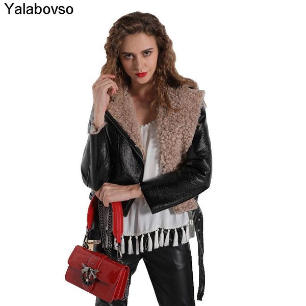 women's clothing pu leather jacket for female black warm fleece inside ladies short coat in winter yalabovso
women's clothing pu leather jacket for female black warm fleece inside ladies short coat in winter yalabovso
