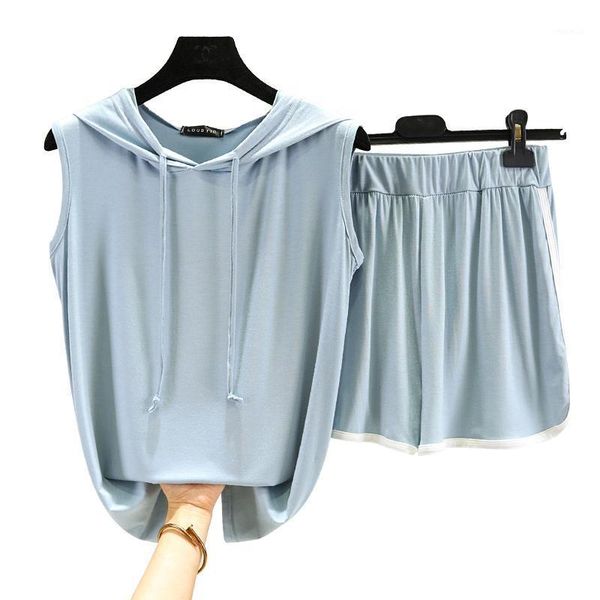 women's tracksuits ensemble femme 2 pièces women pyjamas summer modal home suits female plus size hooded t-shirt +loose shorts pants, Gray
women's tracksuits ensemble femme 2 pièces women pyjamas summer modal home suits female plus size hooded t-shirt +loose shorts pants, Gray