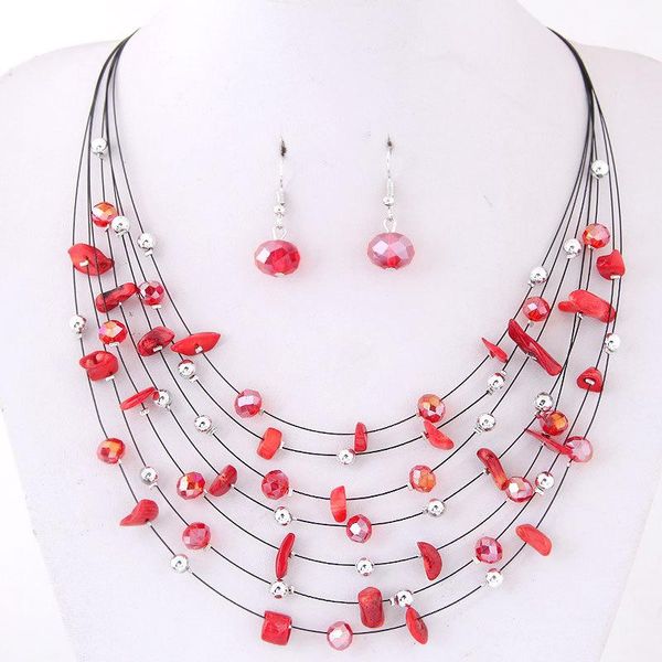 earrings & necklace korean fashion exquisite bohemian style gravel crystal multi-layer (set, Silver
earrings & necklace korean fashion exquisite bohemian style gravel crystal multi-layer (set, Silver