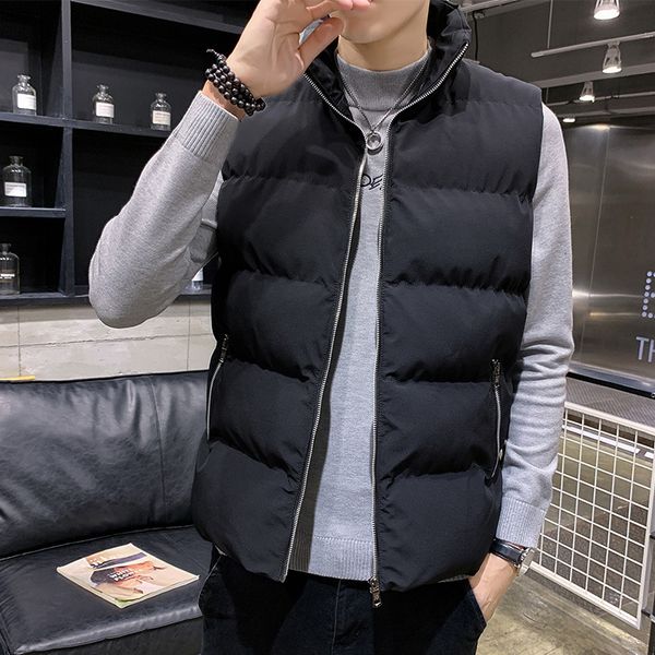 winter stand collar down cotton shawl leisure youth korean thickened warm vest men's jacket, Black;white
winter stand collar down cotton shawl leisure youth korean thickened warm vest men's jacket, Black;white