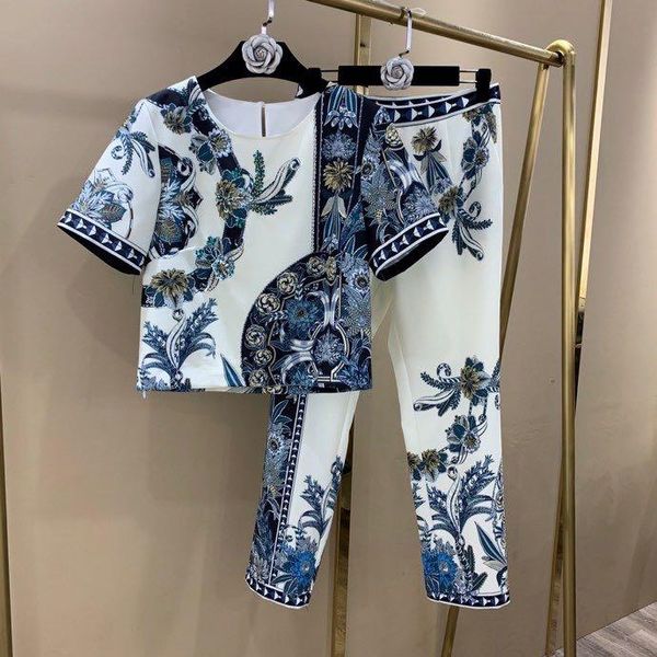 women's two piece pants ik0719 fashion sets 2021 runway luxury european design party style clothing, White
women's two piece pants ik0719 fashion sets 2021 runway luxury european design party style clothing, White
