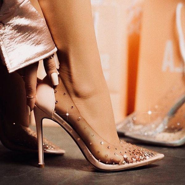 shallow rhinestone transparent thin high heel pumps crystal pointed single shoes, Black
shallow rhinestone transparent thin high heel pumps crystal pointed single shoes, Black