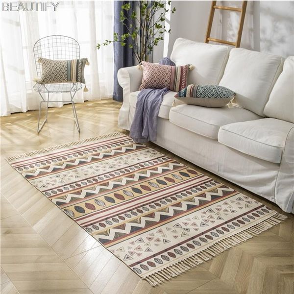 carpets retro boho morocco hand woven cotton carpet linen geometric pattern rug with tassel bedside home living room
carpets retro boho morocco hand woven cotton carpet linen geometric pattern rug with tassel bedside home living room