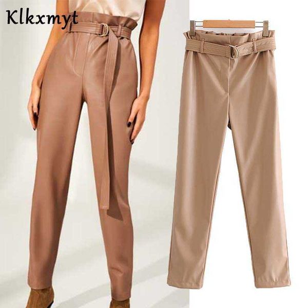 klkxmyt za pants women chic fashion faux leather with belt vintage high waist zipper fly female ankle trousers mujer 210527, Black;white
klkxmyt za pants women chic fashion faux leather with belt vintage high waist zipper fly female ankle trousers mujer 210527, Black;white
