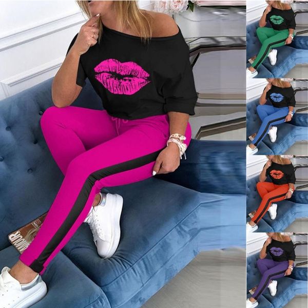 womens two piece tracksuits lips pattern 1/2 sleeve t shirts and casual patchwork pants spring summer women outfit clothing, Gray
womens two piece tracksuits lips pattern 1/2 sleeve t shirts and casual patchwork pants spring summer women outfit clothing, Gray