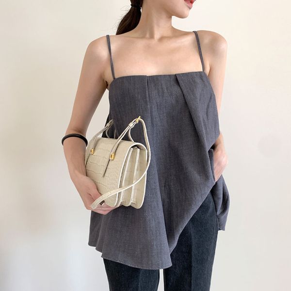 women's polos korean summer french slim and thin clavicle loose pleated design solid color camisole women 2be3, White
women's polos korean summer french slim and thin clavicle loose pleated design solid color camisole women 2be3, White