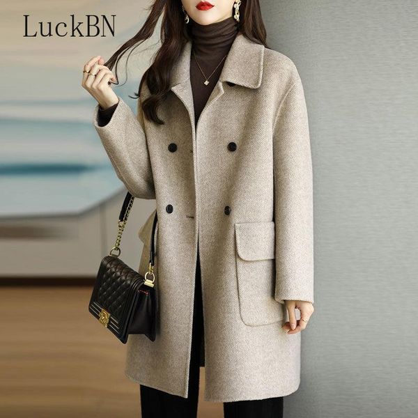 women's wool & blends woolen coat autumn/winter 2021 coffee color thick korean slim mid-length women coats and jackets winter, Black
women's wool & blends woolen coat autumn/winter 2021 coffee color thick korean slim mid-length women coats and jackets winter, Black