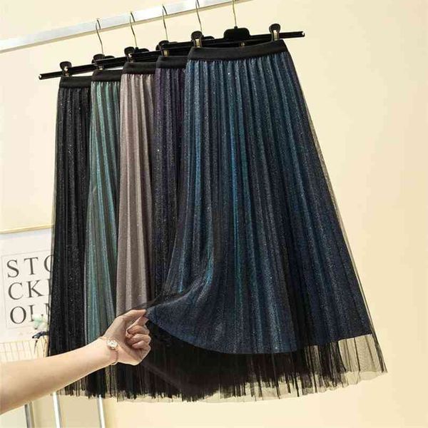 autumn women fashion simple gradient mesh pleated skirt high waist casual elastic band long 210527, Black
autumn women fashion simple gradient mesh pleated skirt high waist casual elastic band long 210527, Black