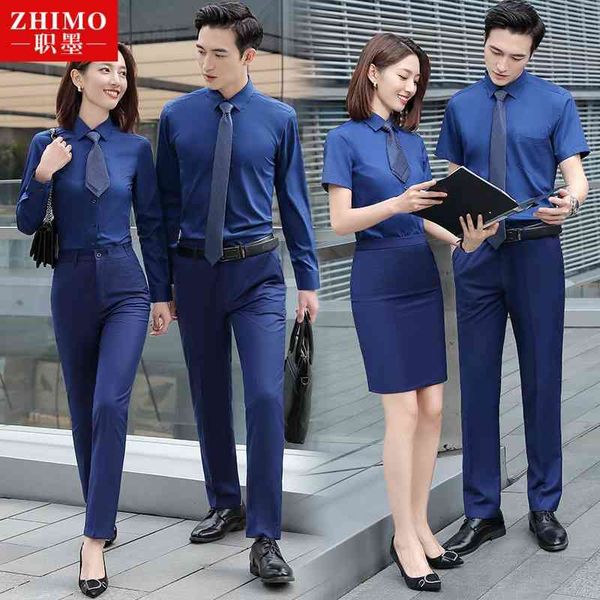 men's and women's same business wear set summer long short sleeve shirt sales department embroidery, White;black
men's and women's same business wear set summer long short sleeve shirt sales department embroidery, White;black