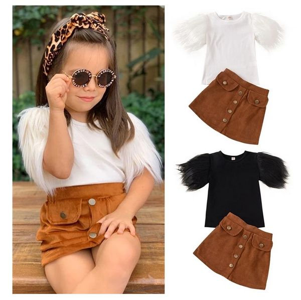 toddler kid baby girls 2pcs clothes sets fur short sleeve solid t shirts button a-line skirts outfits, White
toddler kid baby girls 2pcs clothes sets fur short sleeve solid t shirts button a-line skirts outfits, White