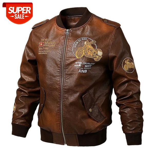 2020 Embroidery Bomber Pilot Leather Jacket Men Plus SIze 5XL Military Vintage Motorcycle Pu Leather Baseball Coat Jaqueta Couro #uE5l, Black;brown
2020 Embroidery Bomber Pilot Leather Jacket Men Plus SIze 5XL Military Vintage Motorcycle Pu Leather Baseball Coat Jaqueta Couro #uE5l, Black;brown