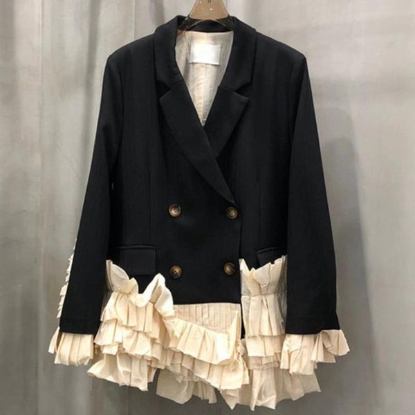 women's suits & blazers office ladies blazer women fashion long sleeve lapel hem pleated ruffled small suit, White;black
women's suits & blazers office ladies blazer women fashion long sleeve lapel hem pleated ruffled small suit, White;black