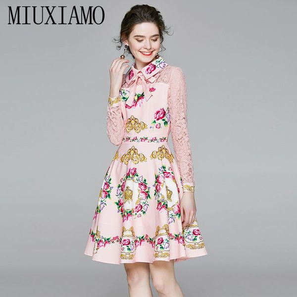 casual dresses miuximao 2021 spring dress flowers print elegant lace slim runway women vestidos with bow, Black;gray
casual dresses miuximao 2021 spring dress flowers print elegant lace slim runway women vestidos with bow, Black;gray