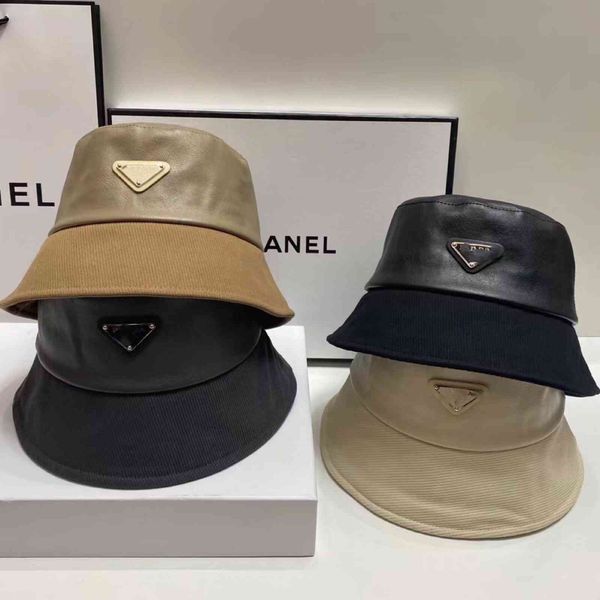 design pu leather and fisherman hat women's fashion versatile splicing large brim plain basin hat couple inverted triangular label, Blue;gray
design pu leather and fisherman hat women's fashion versatile splicing large brim plain basin hat couple inverted triangular label, Blue;gray